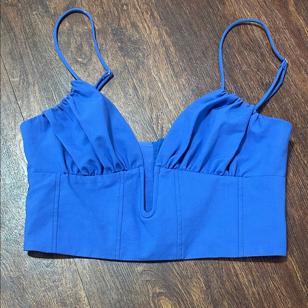 Zara Royal Blue Spaghetti Strap Bustier Top